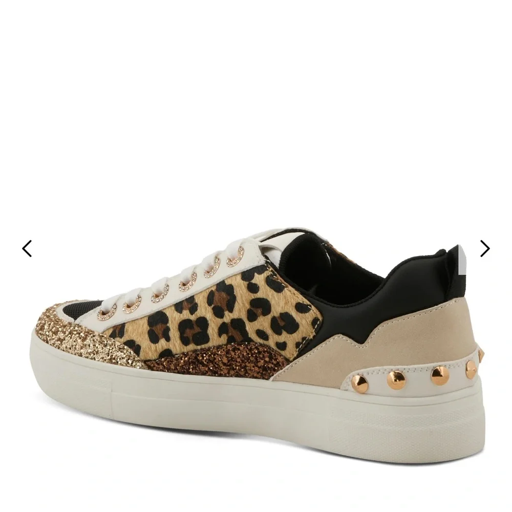 Patrizia Spring Step Leopard and Gold Glitter Sneakers - Picture 2 of 10